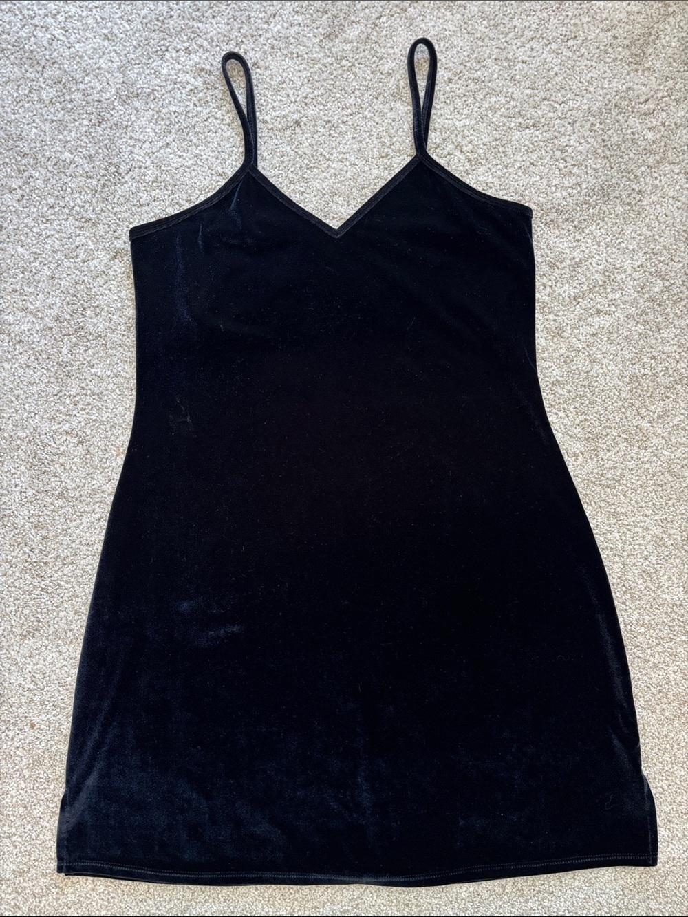 New York & Company Black Velvet Slip Chemise